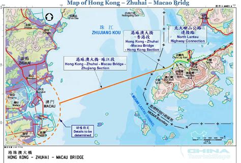 Map of Hong Kong Zhuhai Macau Bridge