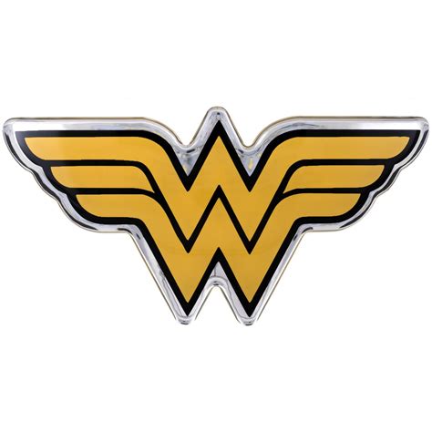 Buy Fan Emblems Wonder Woman Logo Car Decal Domed/Black/Yellow/Chrome Finish, DC Comics ...