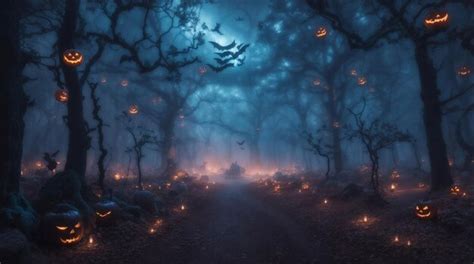 Premium AI Image | Creepy forest in halloween season