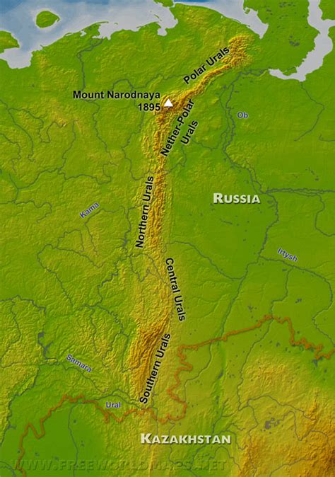 Ural Mountains map