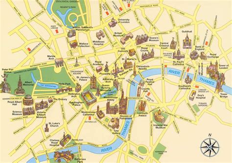 Large detailed tourist map of London city center. London city center large detailed tourist map ...