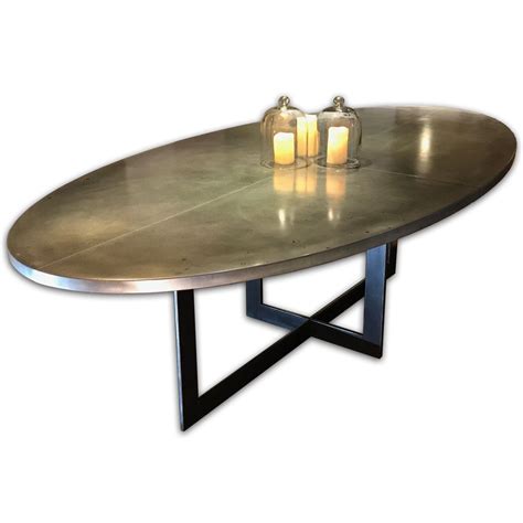 Contemporary Oval Zinc-Top Dining Table | Zinc Top Table | Oval table ...