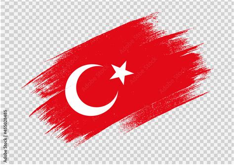 Turkey flag with brush paint textured isolated on png or transparent ...