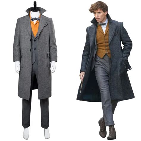 Newt Scamander Costume Full Set Fantastic Beasts : The Crimes of Grindelwald Cosplay Newt Suit ...