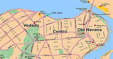 Vedado Havana Cuba map - Map of vedado Havana Cuba (Cuba)