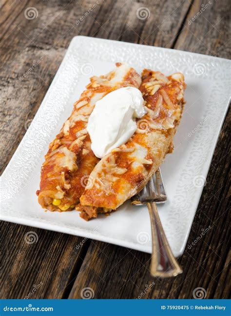 Enchiladas on a Plate - Mexican Food Stock Image - Image of rustic, recipe: 75920475