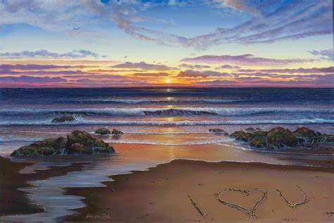 Ocean Sunset Beach Oil Painting by WesVanDykeART on Etsy