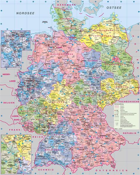 Large administrative map of Germany with roads and cities | Germany | Europe | Mapsland | Maps ...