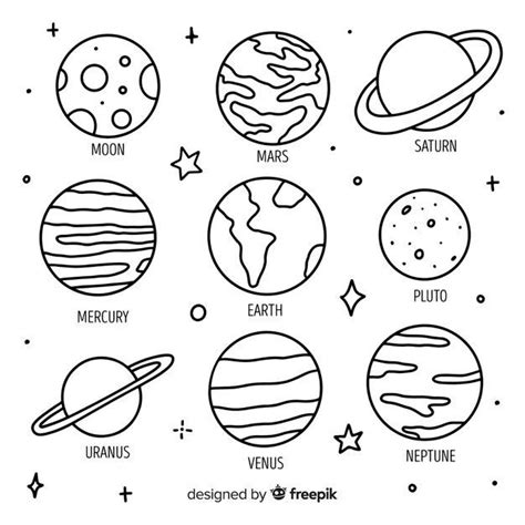 Hand gezeichnete planeten in der gekritzelart Kostenlosen Vektoren | Premium Vector #Freepik # ...