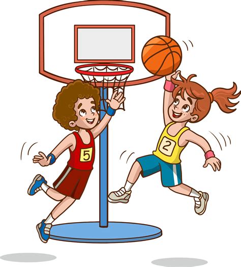 vector illustration of kids playing basketball 13830840 Vector Art at ...