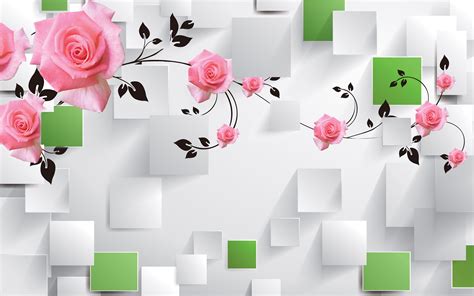 √ 3d Flower Wall Wallpaper - Wallpaper HD