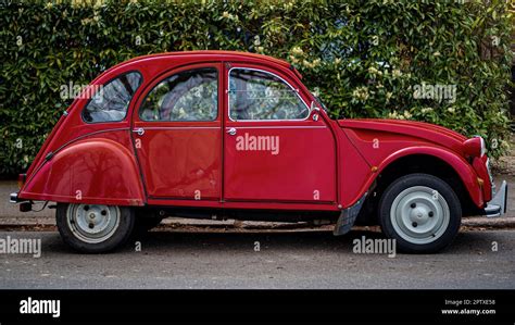 Citroen 2CV car parked on a street in the UK. Citroen 2CVs were ...