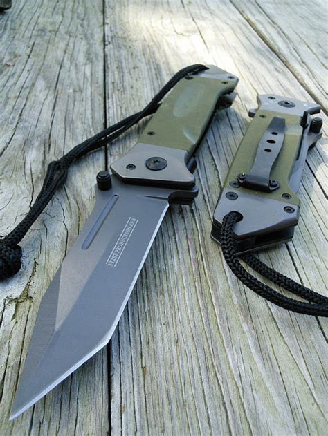 8.5" Military Combat Green Tanto Tactical Folding Rescue Pocket Knife