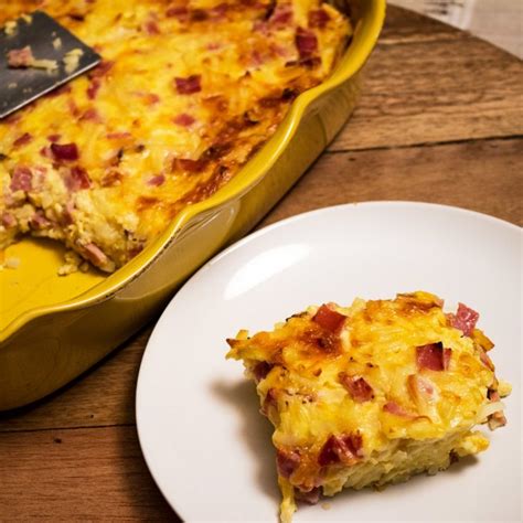 Cheesy Ham Hash Brown Egg Casserole