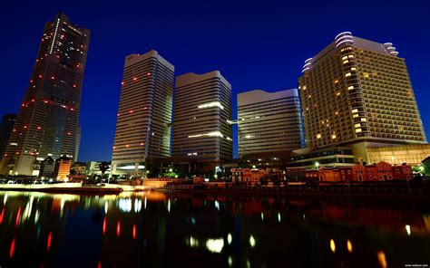 Yokohama huge hotels at night wallpaper ~ The Wallpaper Database