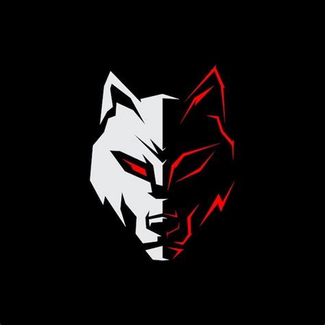 Premium Vector | Simple wolf logo gaming eyes sharp white and red vector