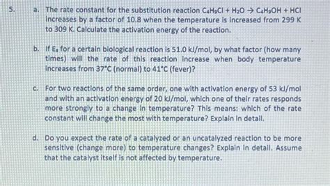 Solved a. The rate constant for the substitution reaction | Chegg.com