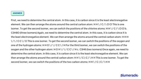 SOLVED: Draw Lewis structures for each molecular formula a. C2H4CCl2 (two isomers) b. C3H8O ...