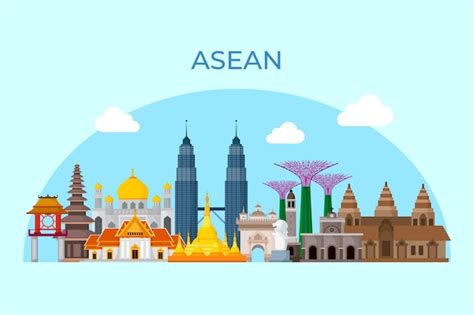 Free Vector | Asean buildings illustration