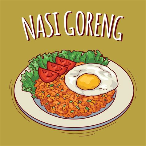 Nasi Goreng illustration Indonesian food with cartoon style 18816236 Vector Art at Vecteezy