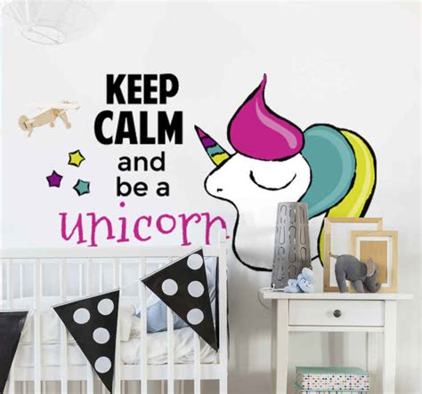 Keep calm be a unicorn illustration wall art - TenStickers