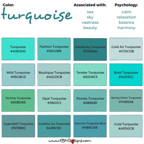 50 Shades Of Turquoise Color (Names, HEX, RGB CMYK Codes), 54% OFF