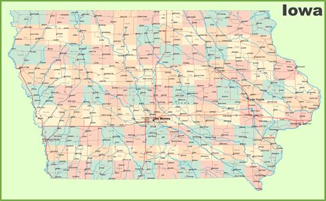 Iowa Road Map - Printable Map Of Iowa - Printable Maps