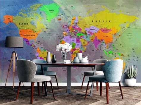 Customized Large World Map Wallpaper World Map World Map - Etsy