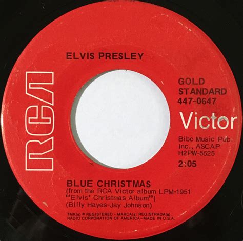 Elvis Presley – Blue Christmas – Vinyl (Indianapolis Pressing, 7", 45 ...