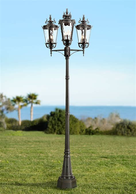 Traditional Outdoor Post Light Black 100" 3-Light Street Lantern for Garden Yard | eBay