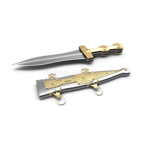 Roman Pugio Dagger With Sheath On White. 3D Illustration Stock ...