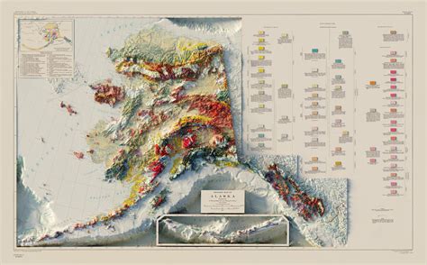 1957 Geologic Map of Alaska Rendered in 3D with Topographic and Bathymetric (Topobathy) Data to ...