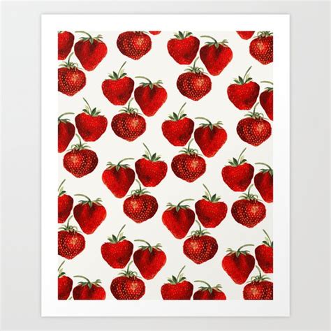 Strawberries Pattern Art Print by Heart Of Hearts Designs | Society6