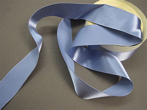 Vintage 30s Rayon satin ribbon Slate blue 1 inch wide | Antique Ribbon