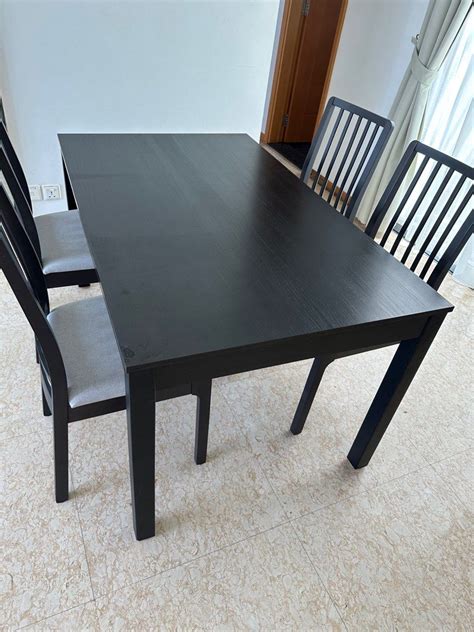 IKEA Black Dining Table, Furniture & Home Living, Furniture, Tables & Sets on Carousell