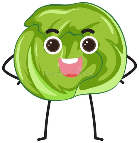 A Cabbage Cartoon Character Stock Vector - Illustration of expression, clip: 253397732