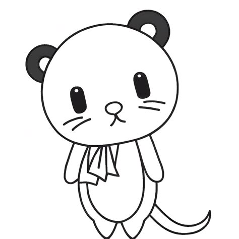 Cute Kawaii Chibi Animals Coloring Page Black and White · Creative Fabrica