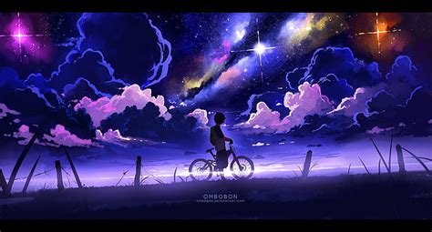 Online crop | HD wallpaper: Anime, Boy, Night, Stars | Wallpaper Flare