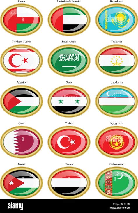 Set of icons. Flags of the Western and Central Asia Stock Vector Image ...