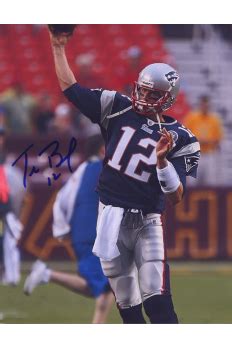 Tom Brady 8x10 Photo Signed Autograph Patriots Throwing Blue Jersey - RBI Sports Inc