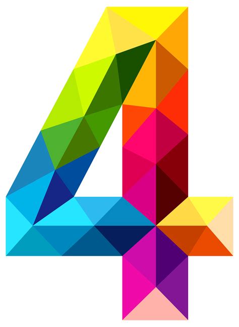 Colourful triangles number four png clipart image – Artofit