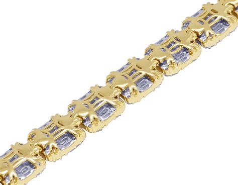 Unisex Real Baguette Diamond Bracelet In 14K Yellow Gold 10.95 CT 10MM 7.75" | eBay