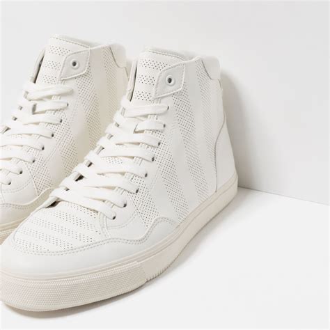 Zara White High-top Sneakers in White for Men | Lyst