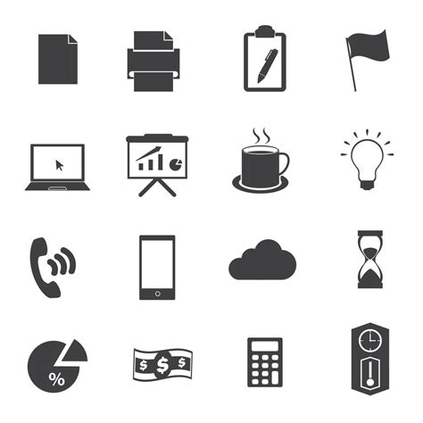 Business office black icon set 1215086 Vector Art at Vecteezy