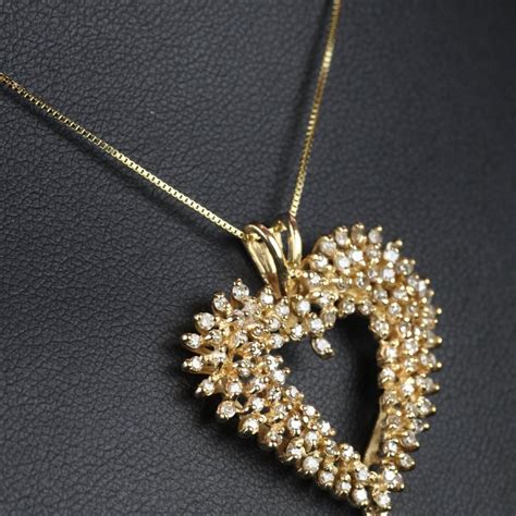 14ct Gold & Diamond Heart Shaped Pendant SR007 | Second Hand Jewellery