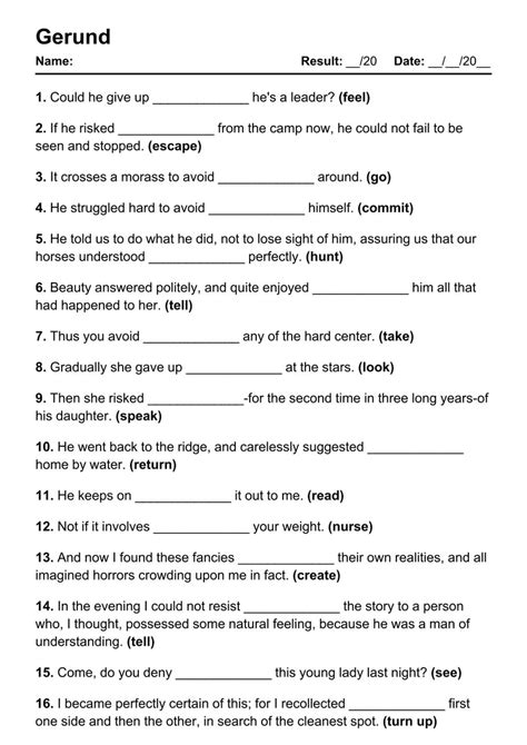 101 Gerund PDF Worksheets with Answers [2054 Exercises] - Grammarism