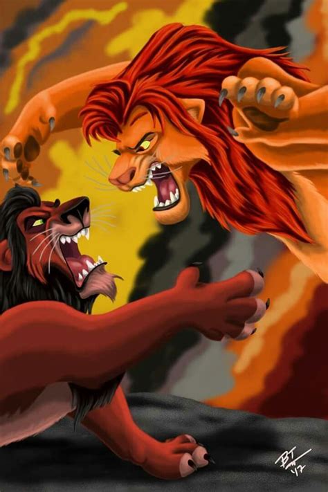 Simba And Scar Fight In This Scene From The Lion King By Disney Lion ...