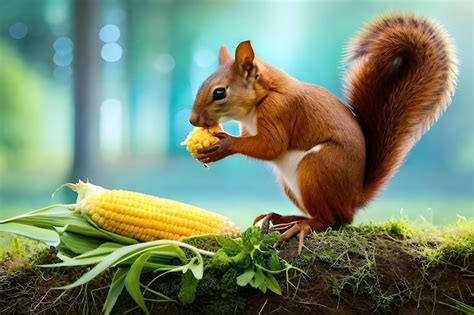 Premium Photo | A squirrel is eating corn