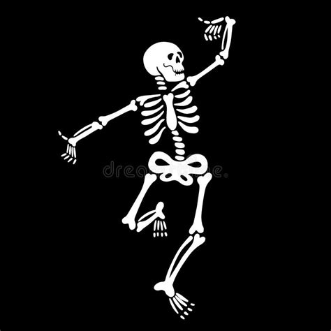 Cute Dancing Skeleton on a Black Background. Vector Stock Vector ...