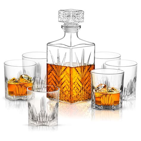 Buy Paksh Novelty Whisky Decanter & Glass Set - (7 Piece) Italian Crafted Whiskey Glass Decanter ...